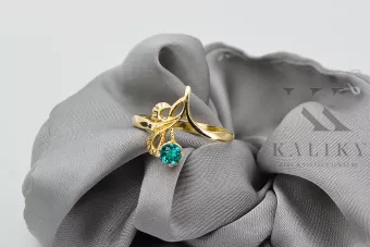 Anneau Aigue-marine Or jaune 14 carats Style vintage vrc095y